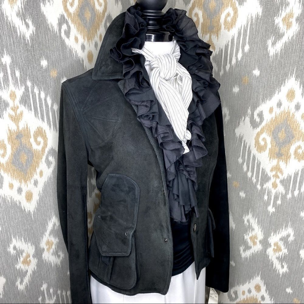 *Ralph Lauren Collection Vintage Fall 02 Runway Black Deerskin Utility Jacket - Picture 8 of 16